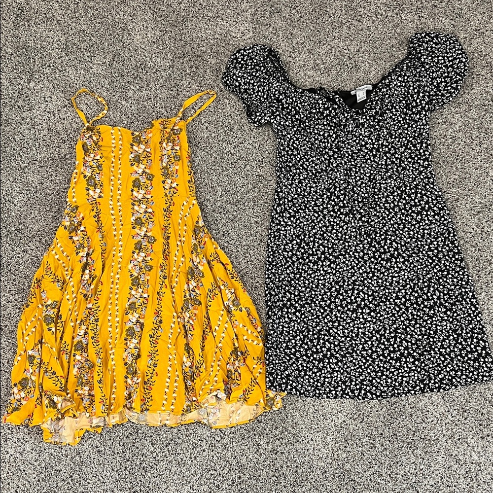 Yellow Floral Sundress and Black Floral Dress Junior XS